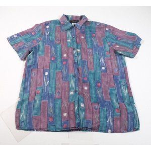 Stunt Petite Women's Silk Floral Button Shirt Size PM